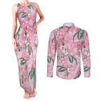 Australia Galah Aboriginal Couples Matching Tank Maxi Dress and Long Sleeve Button Shirt Breast Cancer Awareness - Aussie Hoodie