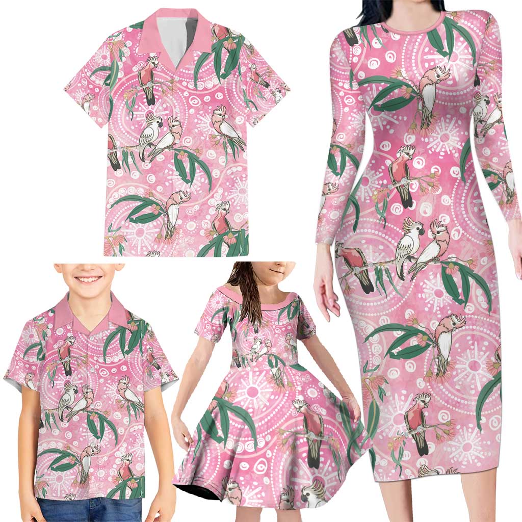 Australia Galah Aboriginal Family Matching Long Sleeve Bodycon Dress and Hawaiian Shirt Breast Cancer Awareness - Aussie Hoodie