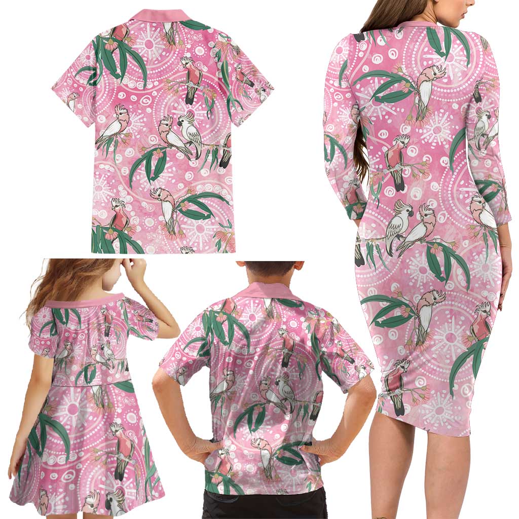Australia Galah Aboriginal Family Matching Long Sleeve Bodycon Dress and Hawaiian Shirt Breast Cancer Awareness - Aussie Hoodie