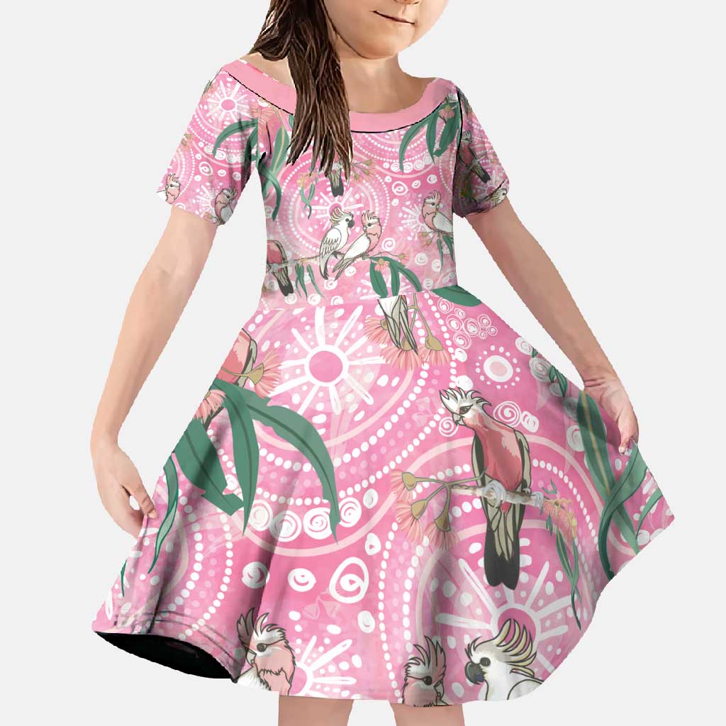 Australia Galah Aboriginal Family Matching Off Shoulder Maxi Dress and Hawaiian Shirt Breast Cancer Awareness - Aussie Hoodie