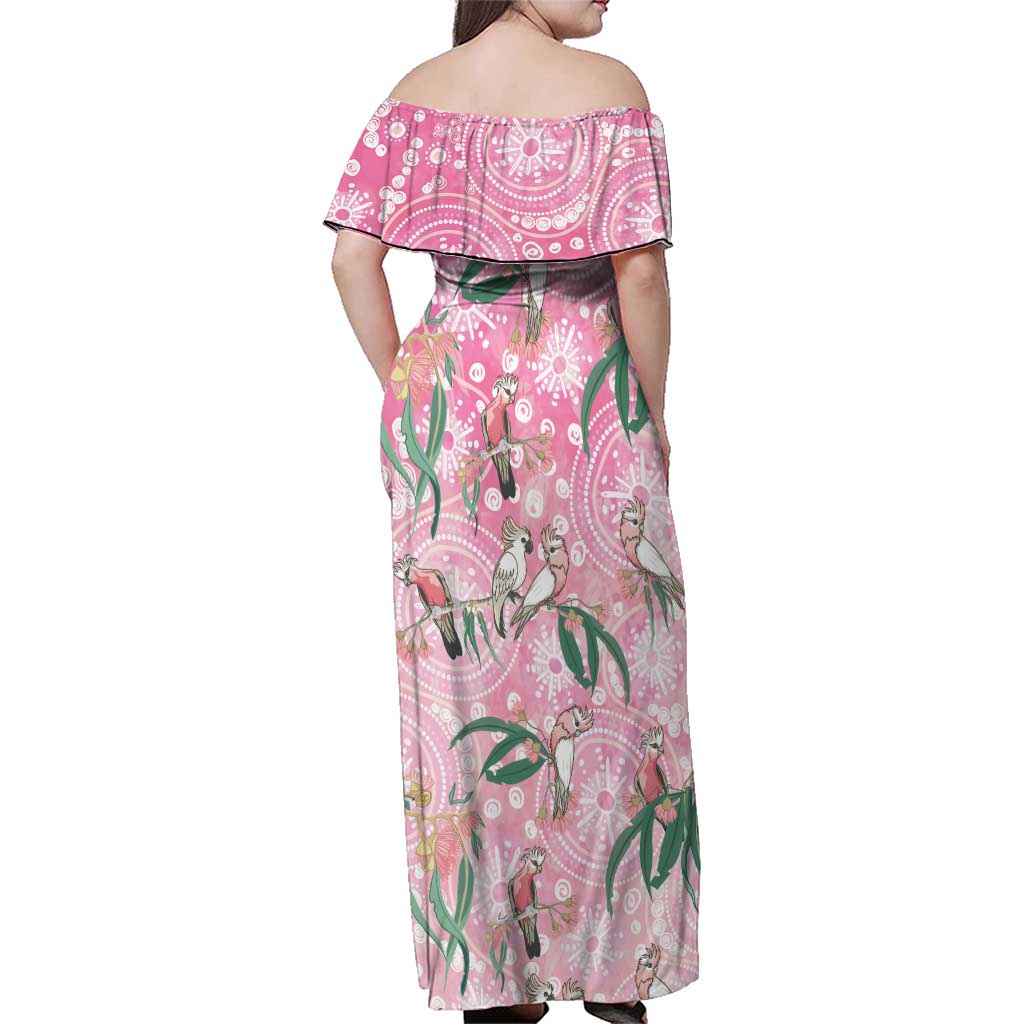 Australia Galah Aboriginal Family Matching Off Shoulder Maxi Dress and Hawaiian Shirt Breast Cancer Awareness - Aussie Hoodie