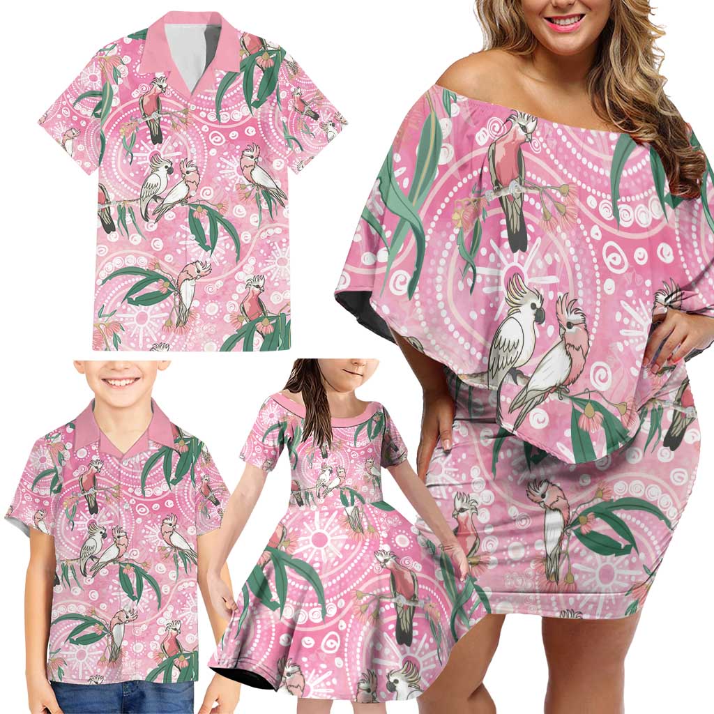 Australia Galah Aboriginal Family Matching Off Shoulder Short Dress and Hawaiian Shirt Breast Cancer Awareness - Aussie Hoodie