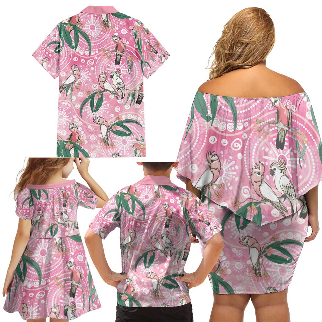 Australia Galah Aboriginal Family Matching Off Shoulder Short Dress and Hawaiian Shirt Breast Cancer Awareness - Aussie Hoodie