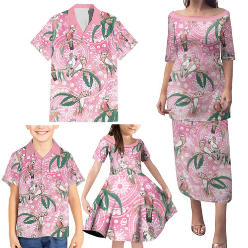Australia Galah Aboriginal Family Matching Puletasi and Hawaiian Shirt Breast Cancer Awareness - Aussie Hoodie