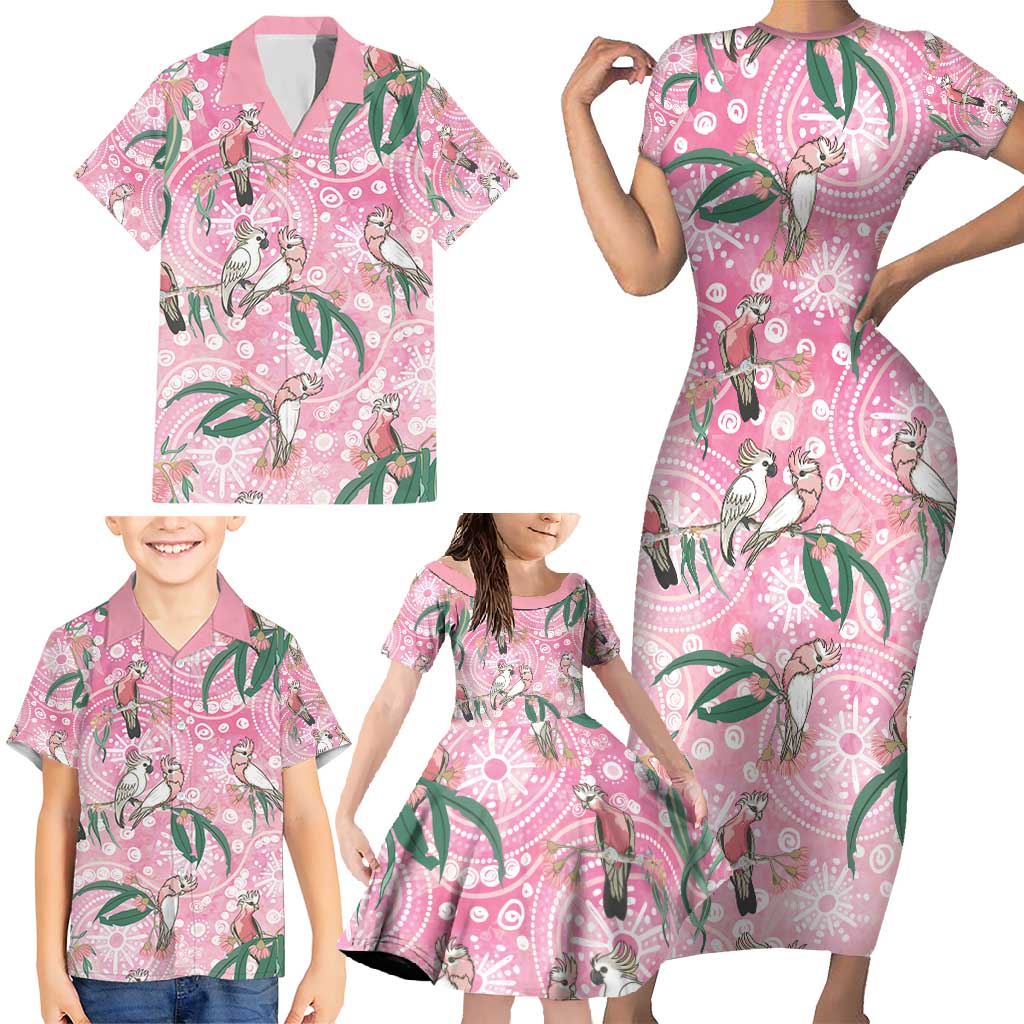 Australia Galah Aboriginal Family Matching Short Sleeve Bodycon Dress and Hawaiian Shirt Breast Cancer Awareness - Aussie Hoodie