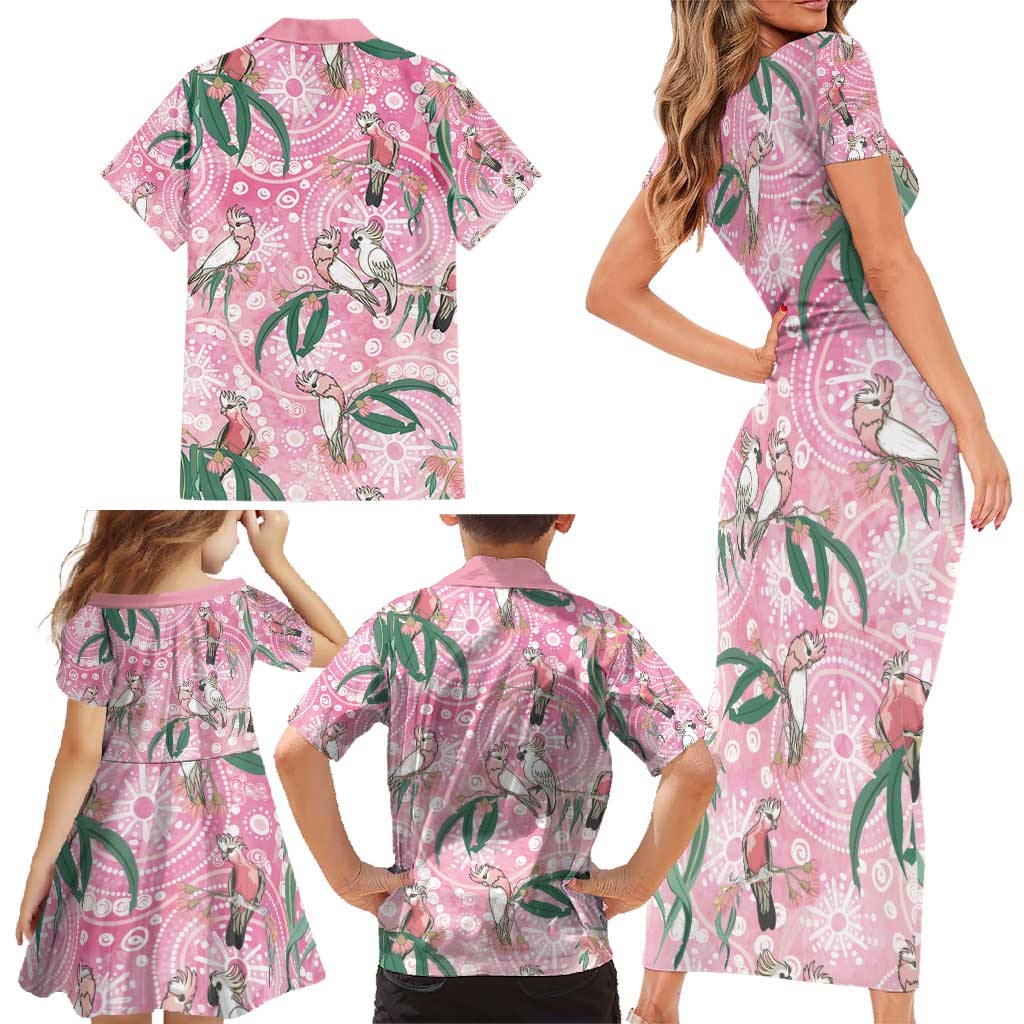 Australia Galah Aboriginal Family Matching Short Sleeve Bodycon Dress and Hawaiian Shirt Breast Cancer Awareness - Aussie Hoodie