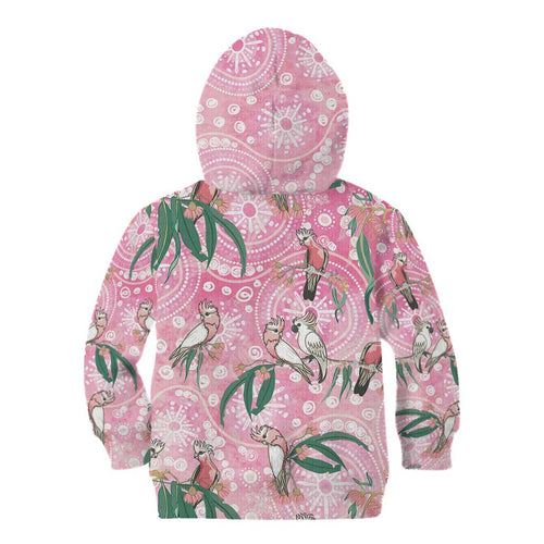 Australia Galah Aboriginal Kid Hoodie Breast Cancer Awareness - Aussie Hoodie