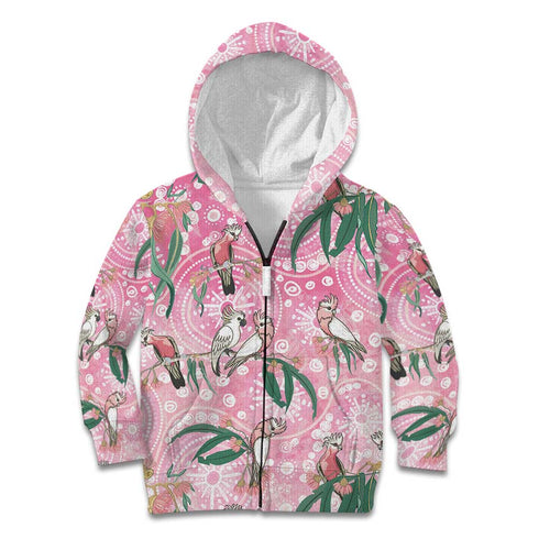 Australia Galah Aboriginal Kid Hoodie Breast Cancer Awareness - Aussie Hoodie