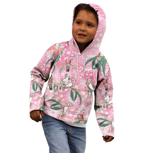 Australia Galah Aboriginal Kid Hoodie Breast Cancer Awareness - Aussie Hoodie