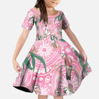 Australia Galah Aboriginal Kid Short Sleeve Dress Breast Cancer Awareness - Aussie Hoodie
