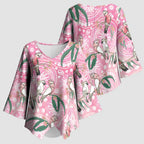 Australia Galah Aboriginal Kimono Sleeve Blouse Breast Cancer Awareness - Aussie Hoodie