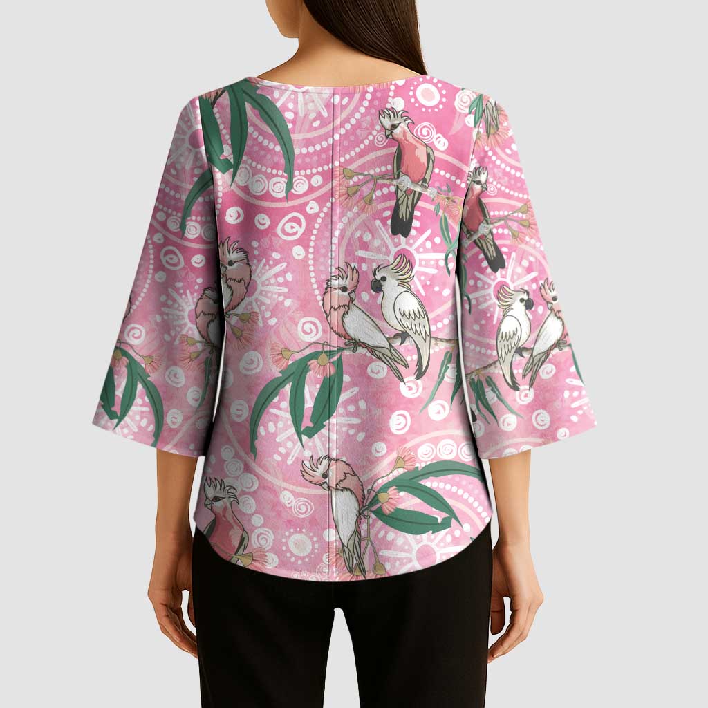 Australia Galah Aboriginal Kimono Sleeve Blouse Breast Cancer Awareness - Aussie Hoodie