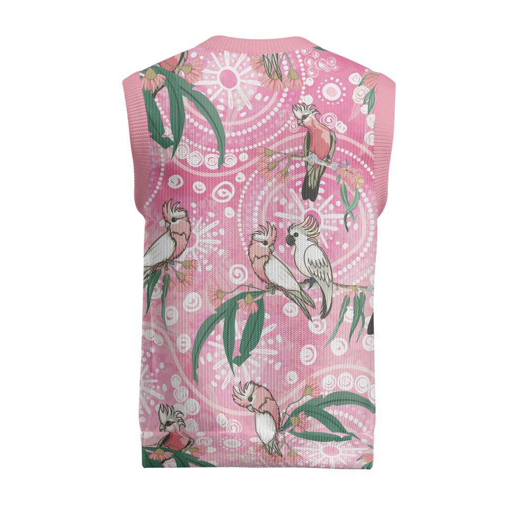 Australia Galah Aboriginal Christmas Knitted V-Neck Vest Breast Cancer Awareness - Aussie Hoodie