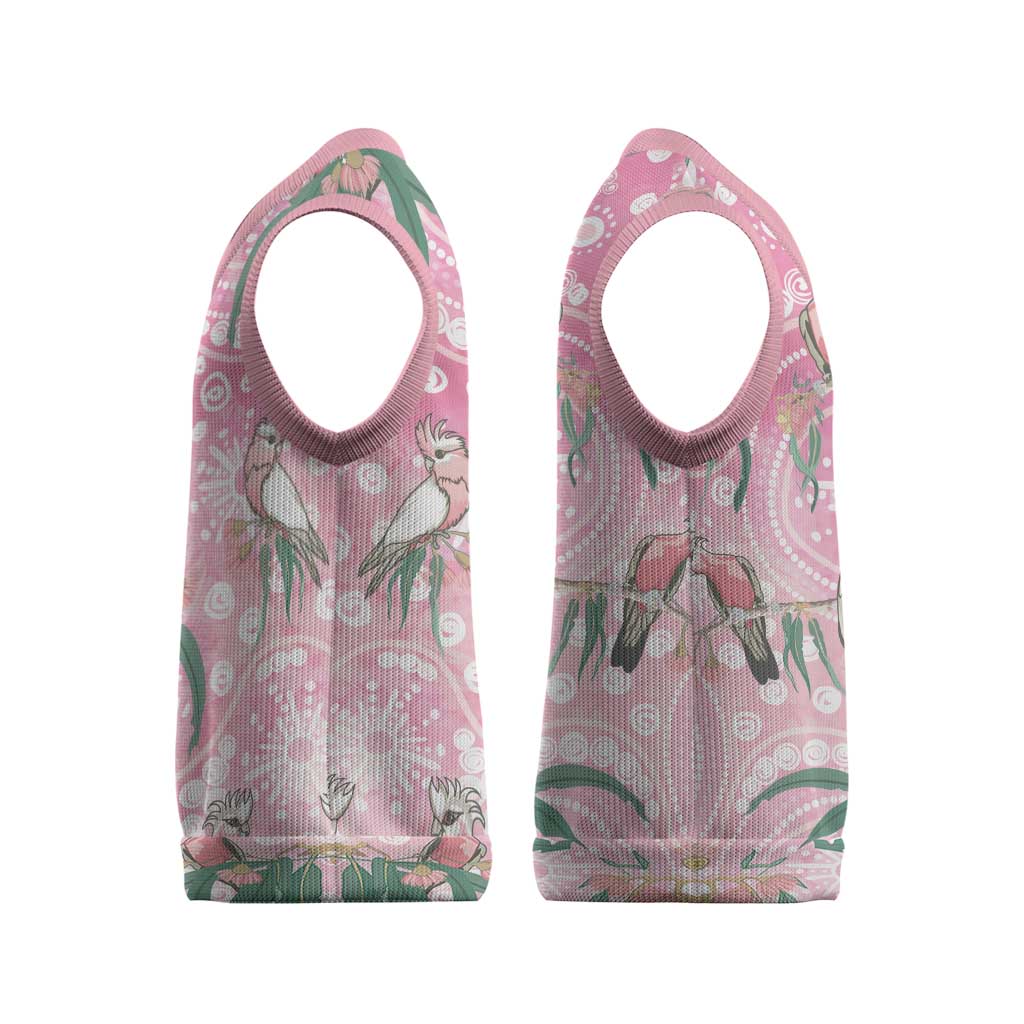 Australia Galah Aboriginal Christmas Knitted V-Neck Vest Breast Cancer Awareness - Aussie Hoodie