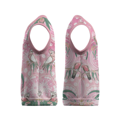 Australia Galah Aboriginal Christmas Knitted V-Neck Vest Breast Cancer Awareness - Aussie Hoodie