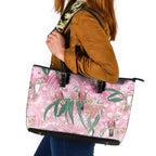 Australia Galah Aboriginal Leather Tote Bag Breast Cancer Awareness - Aussie Hoodie