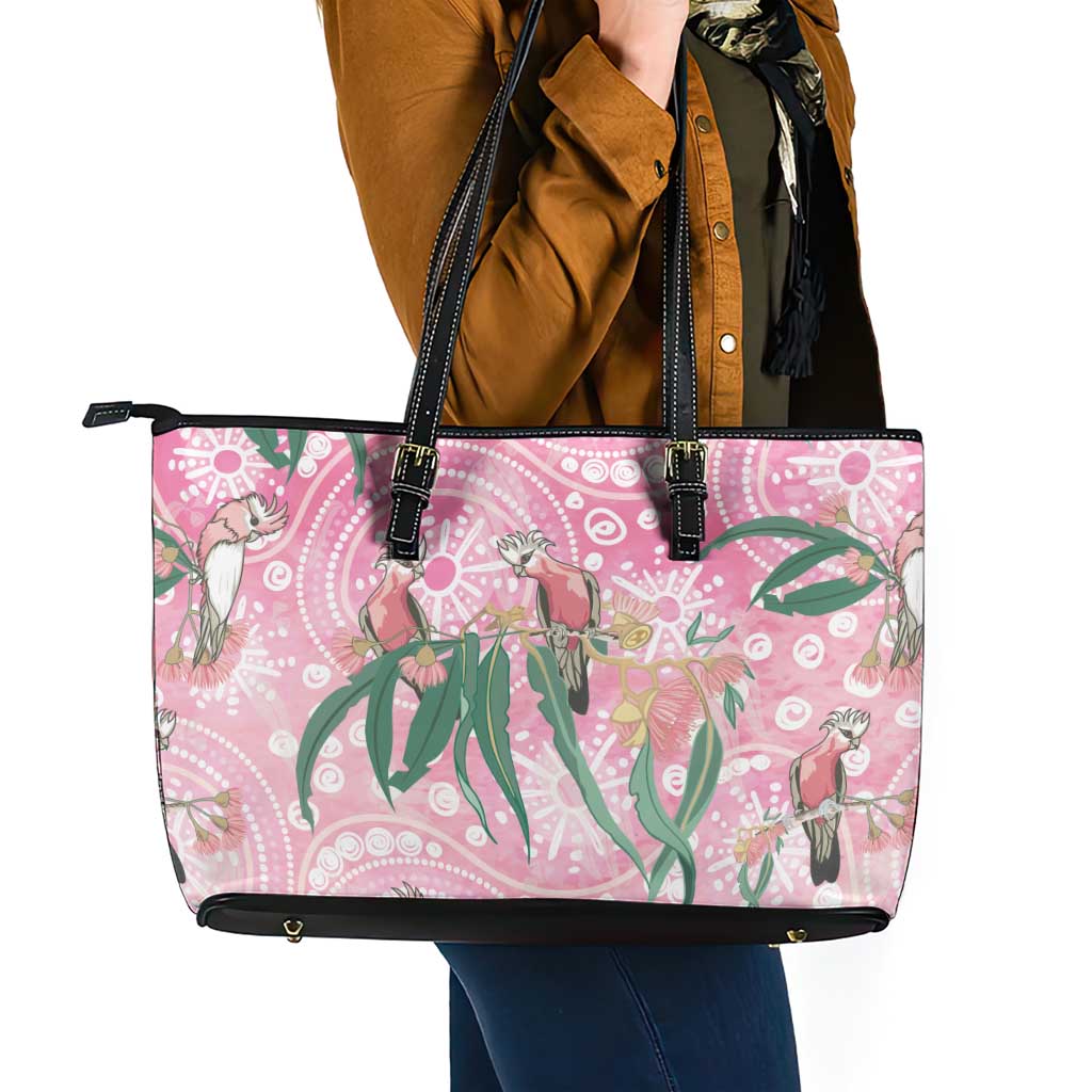 Australia Galah Aboriginal Leather Tote Bag Breast Cancer Awareness - Aussie Hoodie