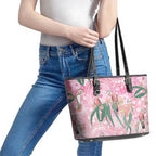 Australia Galah Aboriginal Leather Tote Bag Breast Cancer Awareness - Aussie Hoodie