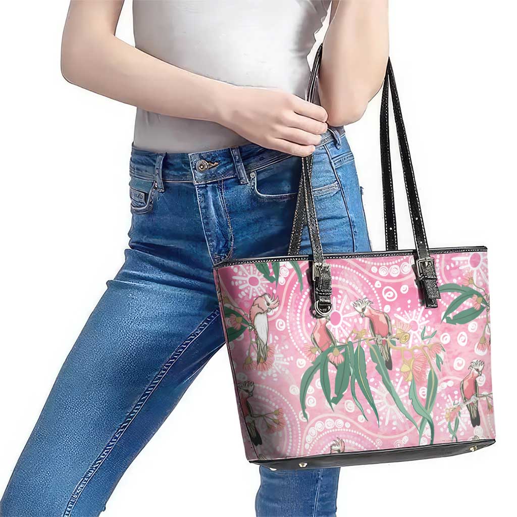 Australia Galah Aboriginal Leather Tote Bag Breast Cancer Awareness - Aussie Hoodie