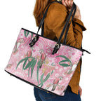 Australia Galah Aboriginal Leather Tote Bag Breast Cancer Awareness - Aussie Hoodie