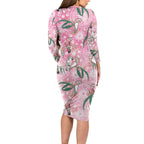 Australia Galah Aboriginal Long Sleeve Bodycon Dress Breast Cancer Awareness - Aussie Hoodie