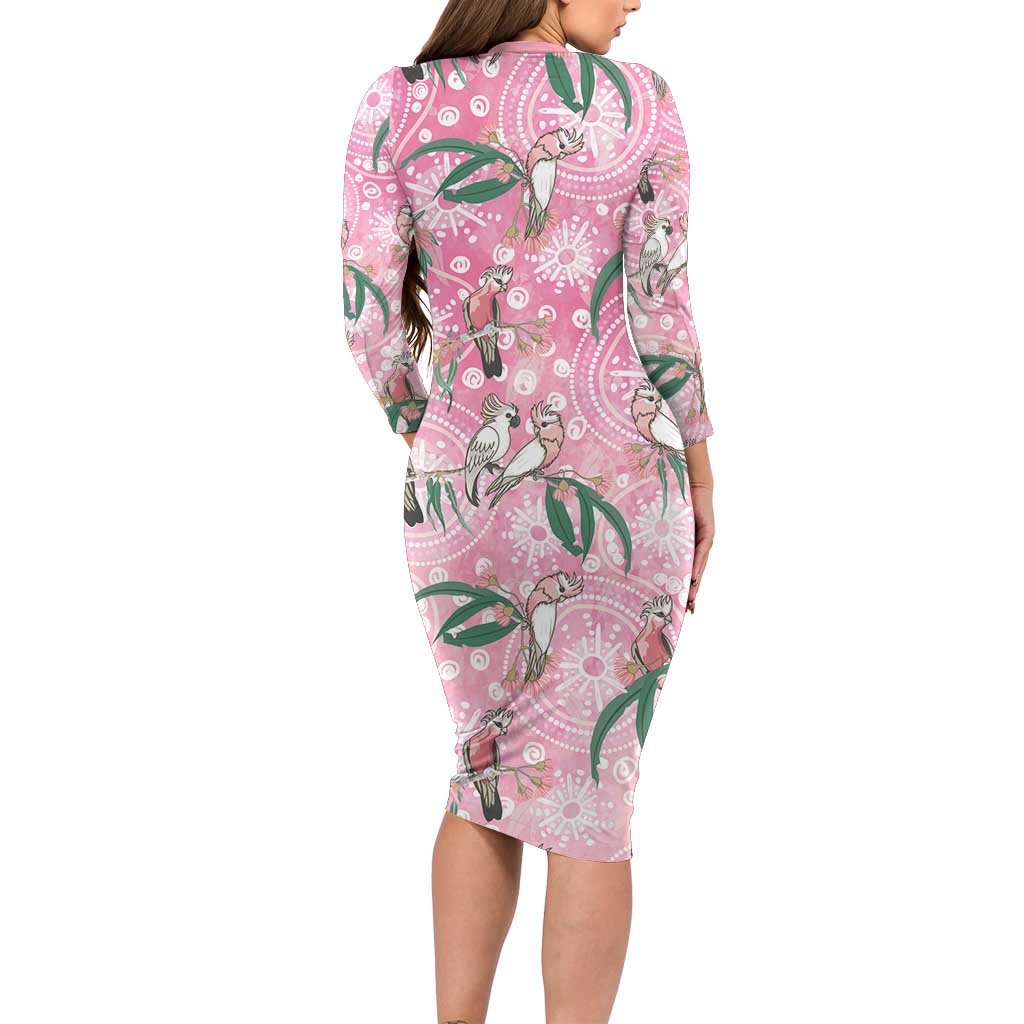 Australia Galah Aboriginal Long Sleeve Bodycon Dress Breast Cancer Awareness - Aussie Hoodie
