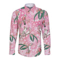 Australia Galah Aboriginal Long Sleeve Button Shirt Breast Cancer Awareness - Aussie Hoodie