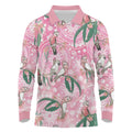 Australia Galah Aboriginal Long Sleeve Polo Shirt Breast Cancer Awareness - Aussie Hoodie