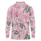 Australia Galah Aboriginal Long Sleeve Polo Shirt Breast Cancer Awareness - Aussie Hoodie