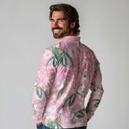 Australia Galah Aboriginal Long Sleeve Polo Shirt Breast Cancer Awareness - Aussie Hoodie