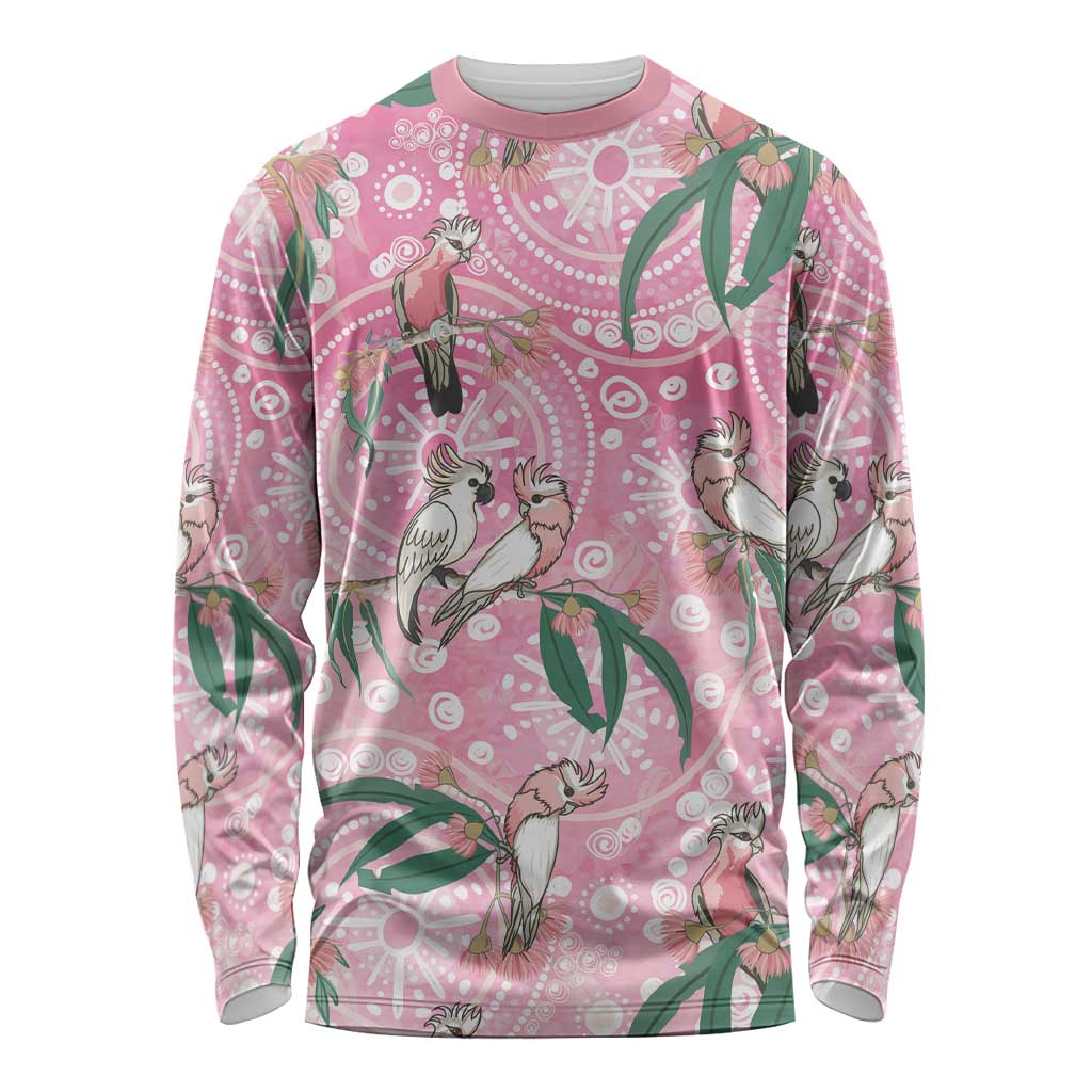 Australia Galah Aboriginal Long Sleeve Shirt Breast Cancer Awareness - Aussie Hoodie