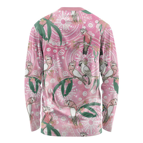 Australia Galah Aboriginal Long Sleeve Shirt Breast Cancer Awareness - Aussie Hoodie