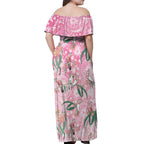 Australia Galah Aboriginal Off Shoulder Maxi Dress Breast Cancer Awareness - Aussie Hoodie
