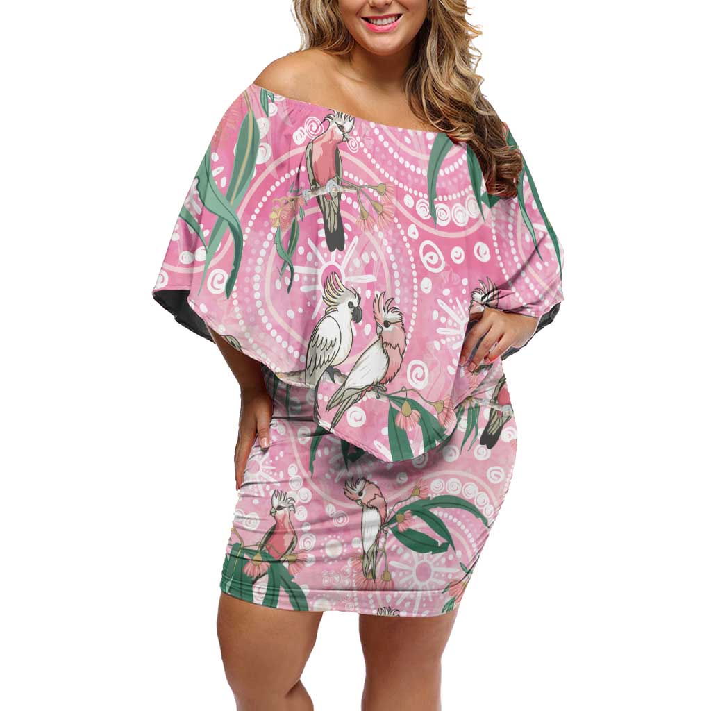 Australia Galah Aboriginal Off Shoulder Short Dress Breast Cancer Awareness - Aussie Hoodie