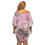 Australia Galah Aboriginal Off Shoulder Short Dress Breast Cancer Awareness - Aussie Hoodie