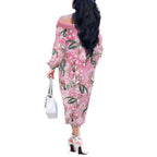 Australia Galah Aboriginal Off The Shoulder Long Sleeve Dress Breast Cancer Awareness - Aussie Hoodie