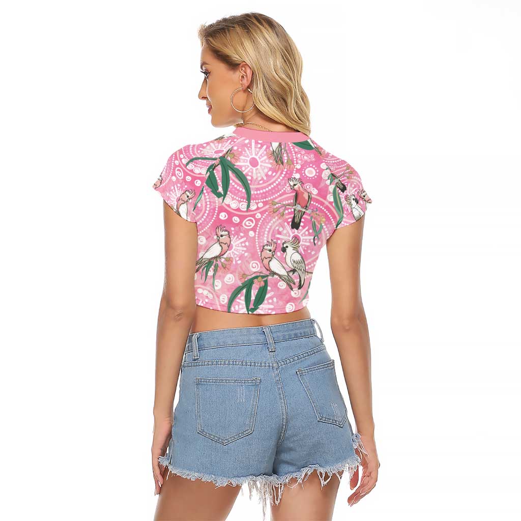 Australia Galah Aboriginal Raglan Cropped T Shirt Breast Cancer Awareness - Aussie Hoodie