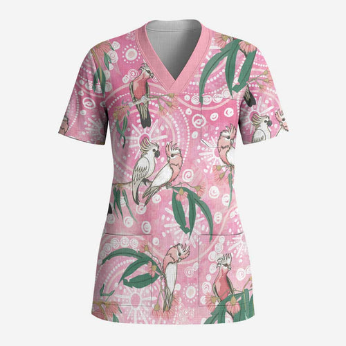 Australia Galah Aboriginal Scrub Top Breast Cancer Awareness - Aussie Hoodie
