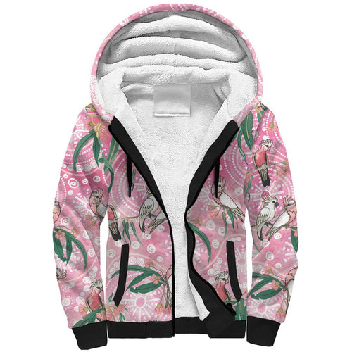Australia Galah Aboriginal Sherpa Hoodie Breast Cancer Awareness - Aussie Hoodie