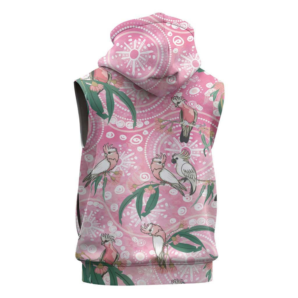 Australia Galah Aboriginal Sleeveless Hoodie Breast Cancer Awareness - Aussie Hoodie