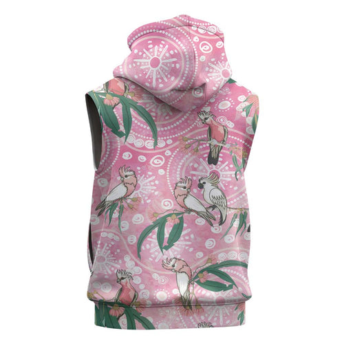 Australia Galah Aboriginal Sleeveless Hoodie Breast Cancer Awareness - Aussie Hoodie
