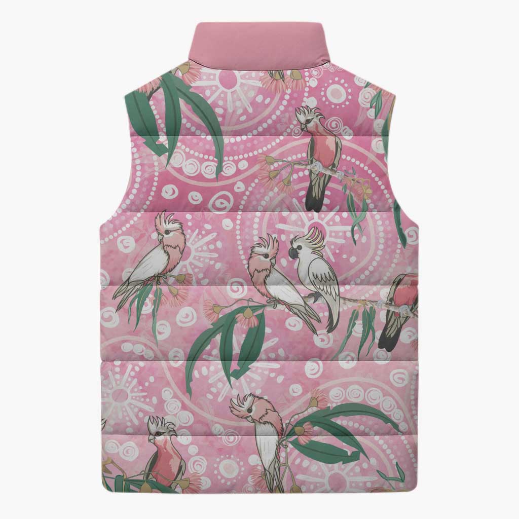 Australia Galah Aboriginal Sleeveless Puffer Jacket Breast Cancer Awareness - Aussie Hoodie