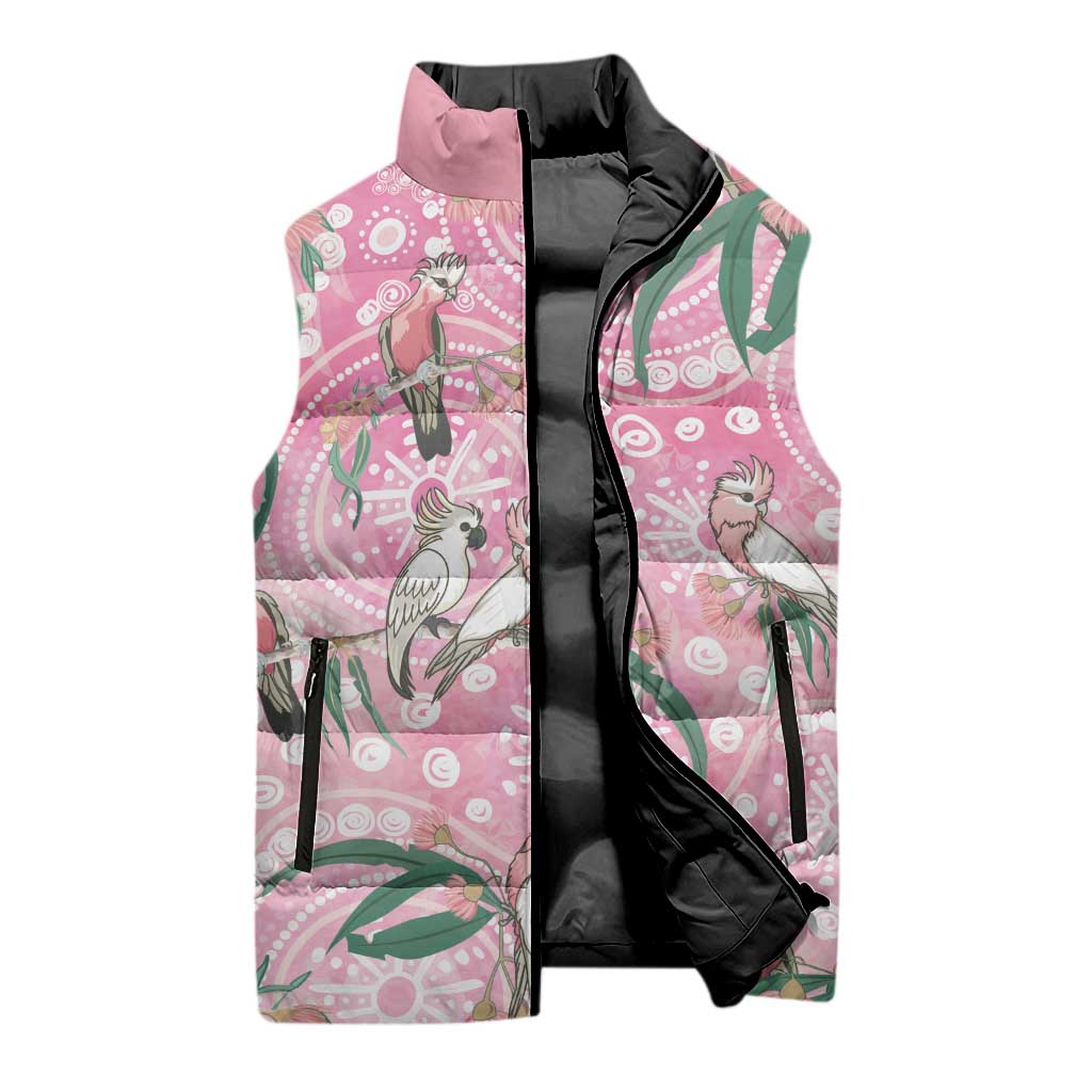 Australia Galah Aboriginal Sleeveless Puffer Jacket Breast Cancer Awareness - Aussie Hoodie