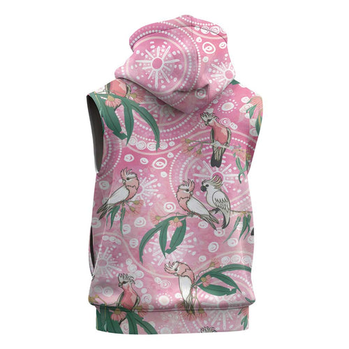 Australia Galah Aboriginal Sleeveless Zip Hoodie Breast Cancer Awareness LT7