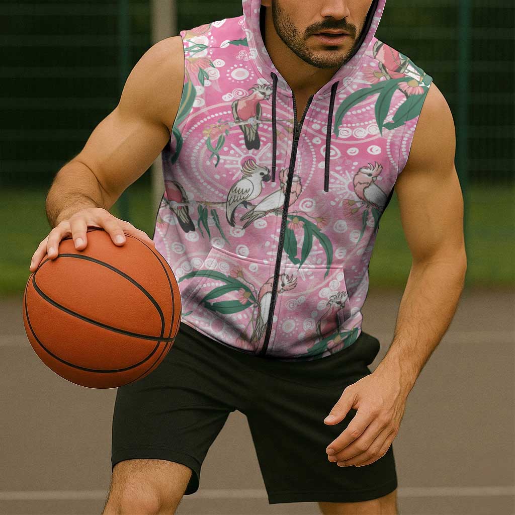 Australia Galah Aboriginal Sleeveless Zip Hoodie Breast Cancer Awareness LT7