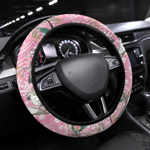 Australia Galah Aboriginal Steering Wheel Cover Breast Cancer Awareness - Aussie Hoodie