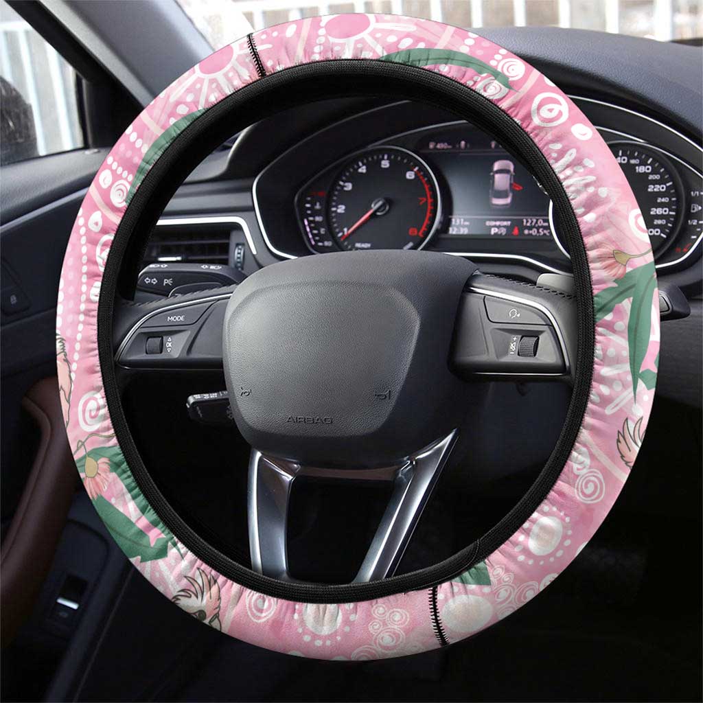 Australia Galah Aboriginal Steering Wheel Cover Breast Cancer Awareness - Aussie Hoodie