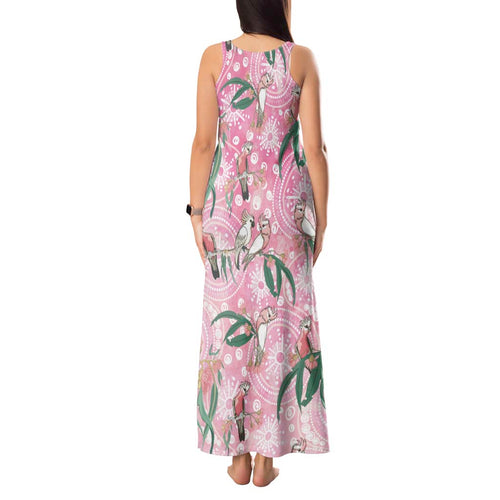 Australia Galah Aboriginal Tank Maxi Dress Breast Cancer Awareness - Aussie Hoodie