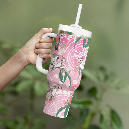 Australia Galah Aboriginal Tumbler With Handle Breast Cancer Awareness - Aussie Hoodie