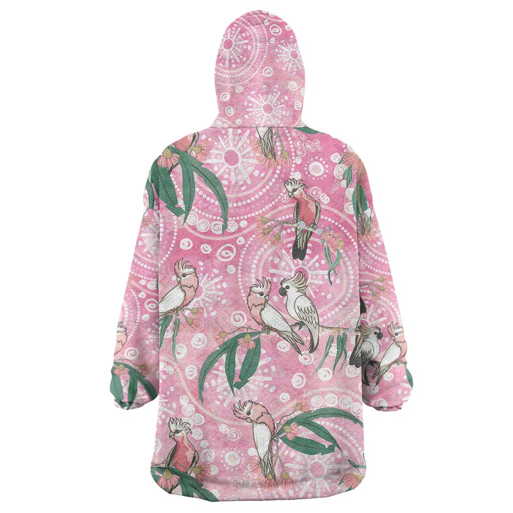 Australia Galah Aboriginal Wearable Blanket Hoodie Breast Cancer Awareness - Aussie Hoodie